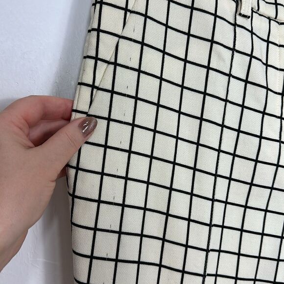 ETRO Made In Italy Cream And Black Window Check Flared Leg Pants Size 44 - Picture 11 of 13